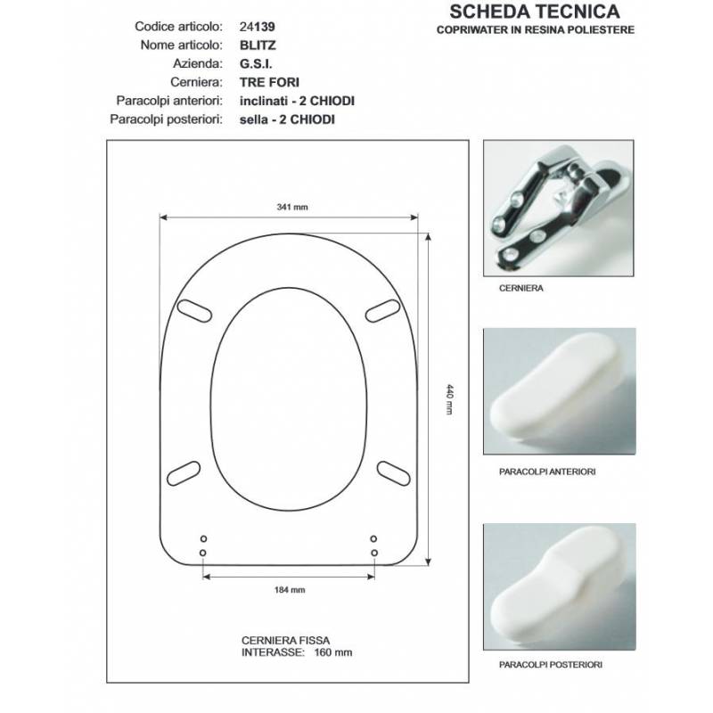 Copriwater G.S.I CADORE CHAMPAGNE Cerniera Rallentata Soft Close cromo-Sedile-Asse Wc