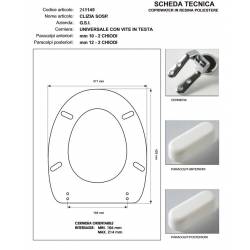 Copriwater G.S.I CLIZIA SOSPESA NOCE Cerniera Rallentata Soft Close cromo-Sedile-Asse Wc
