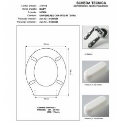 Copriwater Hidra BABY BIANCO  Cerniera Rallentata Soft Close Cromo-Sedile-Asse Wc