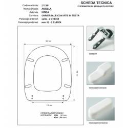Copriwater Hidra ANGELA   BIANCO Cerniera Rallentata Soft Close Cromo-Sedile-Asse Wc