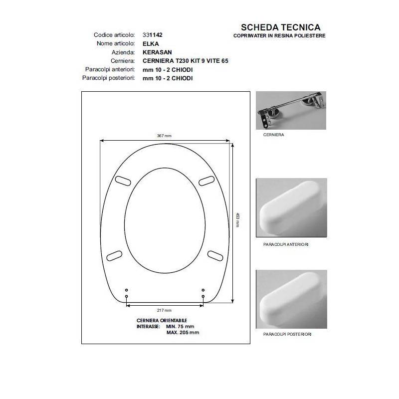 Copriwater THEMA Kerasan Bianco Cerniera Rallentata Soft Close Cromo