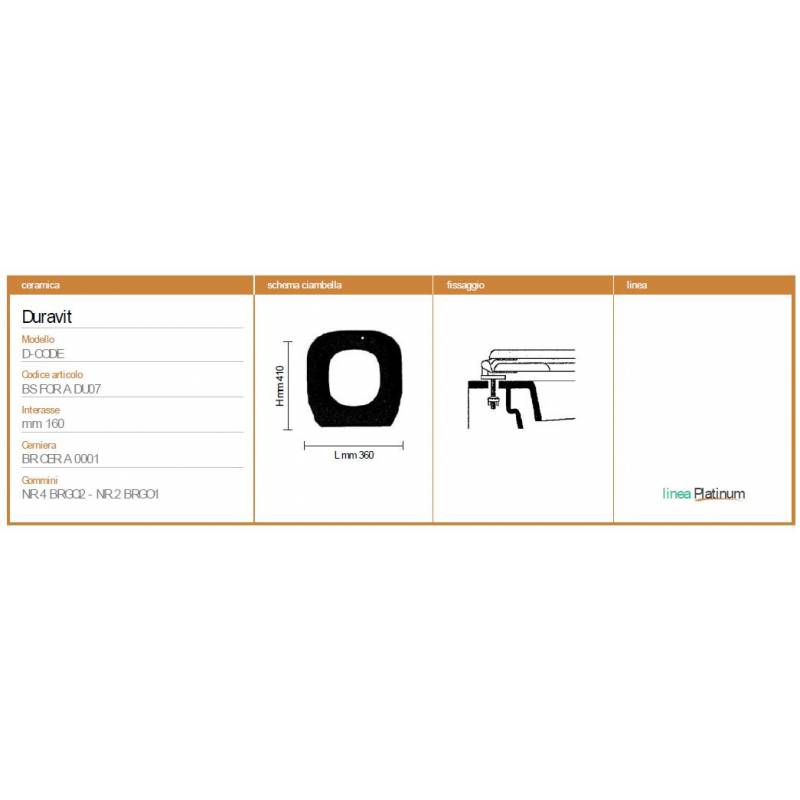 Copriwater Duravit  D-CODE NERO  Sedile Wc Coprivaso Asse Come L'originale Cerniera Rallentata Soft Close