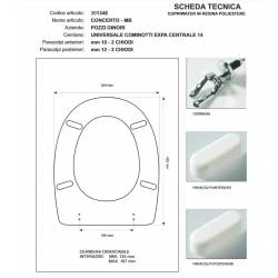Copriwater Pozzi Ginori CONCERTO BIANCO  Cerniera Rallentata Soft Close Cromo-Sedile-Asse Wc