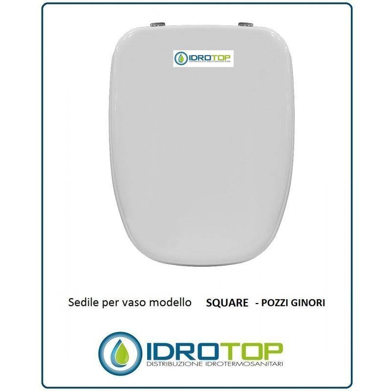 Copriwater Pozzi Ginori SQUARE  BIANCO  Cerniera Rallentata Soft Close Oro-Sedile-Asse Wc