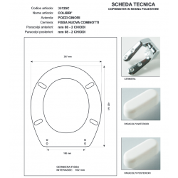 Copriwater Pozzi Ginori COLIBRI' NOCE Cerniera Rallentata Soft Close Cromo-Sedile-Asse Wc