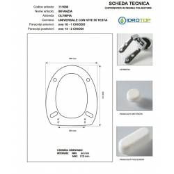 Copriwater INFANZIA Olympia Bianco con cerniera Rallentata Soft Close Cromo