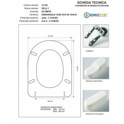 Copriwater VELA 1 Olympia Bianco con cerniera Rallentata Soft Close Cromo