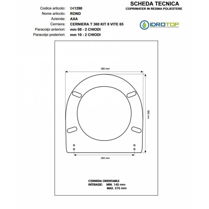 Copriwater ROND MB AXA Blu Marino Cerniera Cromo 