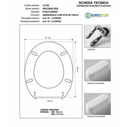 Copriwater Pozzi Ginori ARCOBALENO-EUROPA-SELVA BIANCO  Cerniera Rallentata Soft Close Cromo-Sedile-Asse Wc