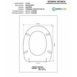 Copriwater NOVECENTO Bianco Cerniera Rallentata Soft Close Cromo-Azzurra