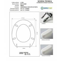 Copriwater Simas BETA SOSP. BIANCO Cerniera Rallentata Soft Close Cromo-Sedile-Asse Wc