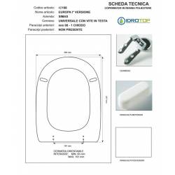 Copriwater Simas EUROPA 1' VERSIONE BIANCO Cerniera Rallentata Soft Close Cromo-Sedile-Asse Wc