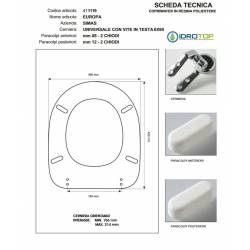 Copriwater Simas EUROPA  BIANCO Cerniera Cromo-Sedile-Asse Wc