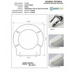 Copriwater Simas FLOW TONDO BIANCO Cerniera Cromo-Sedile-Asse Wc