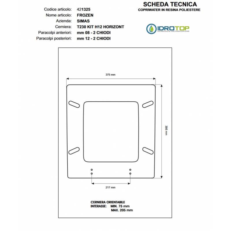 Copriwater Simas FROZEN BIANCO Cerniera Rallentata Soft Close Cromo-Sedile-Asse Wc