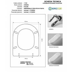 Copriwater CHIARA Bianco Cerniera Rallentata Soft Close Cromo-Falerii