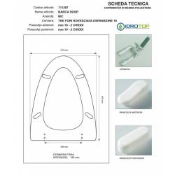 Copriwater BARCA SOSPESO Bianco Cerniera Rallentata Soft Close Cromo-Nic