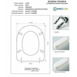 Copriwater TIPO Vincenti Bianco con Cerniera Rallentata Soft Close Cromo
