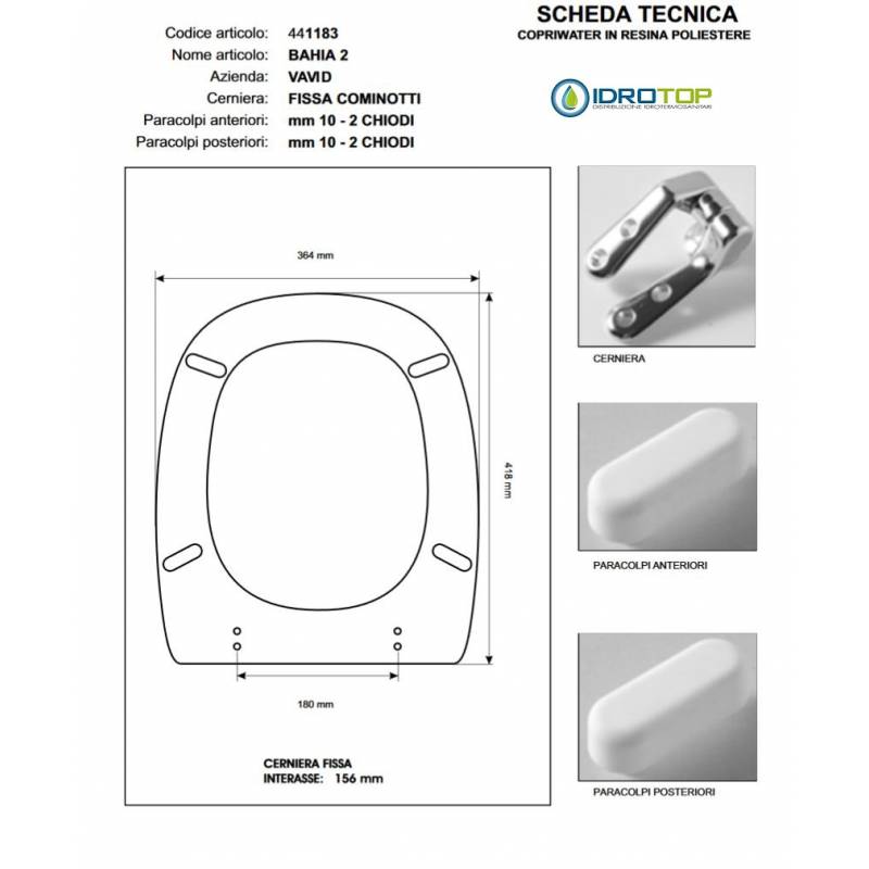 Copriwater Vavid BAHIA 2 Marrone Cerniera Cromo 