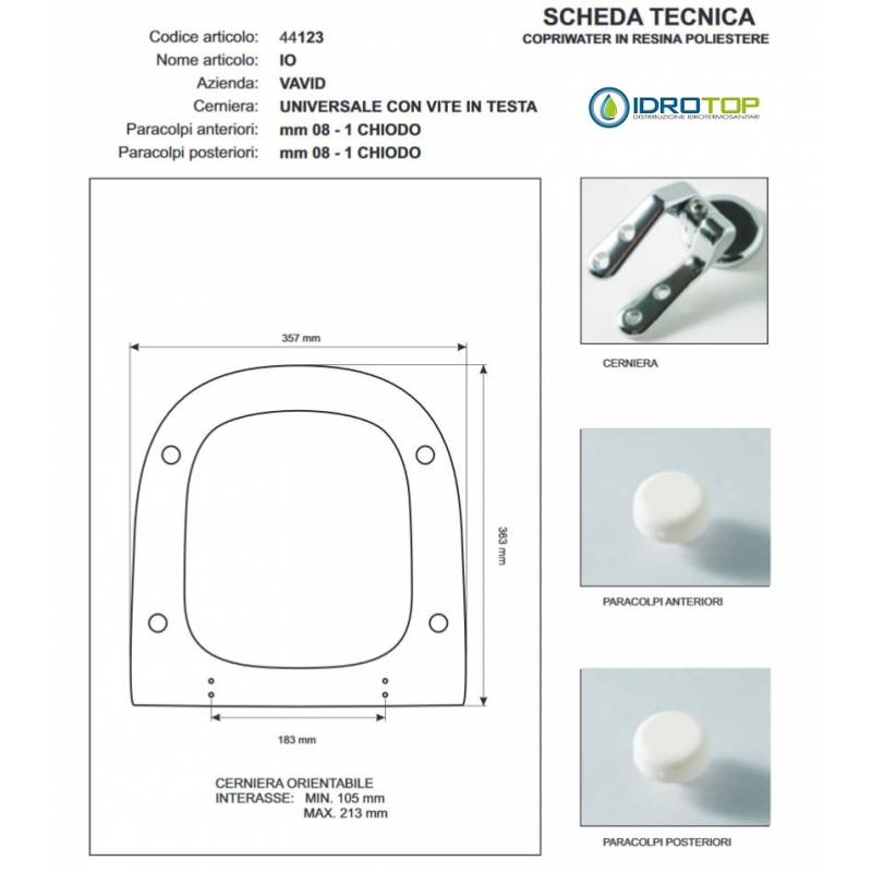Copriwater Vavid IO Miele Cerniera Rallentata Soft Close Cromo