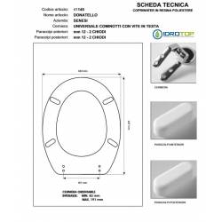Copriwater Senesi DONATELLO BIANCO  Cerniera Cromo-Sedile-Asse Wc