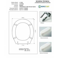 Copriwater Senesi LUTEZIA BIANCO  Cerniera Cromo-Sedile-Asse Wc