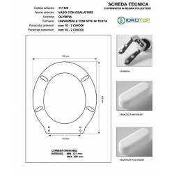 Copriwater VASO CON ESALATORE Olympia Bianco con cerniera Rallentata Soft Close Cromo