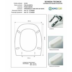 Copriwater Pozzi Ginori ITALICA META BIANCO  Cerniera Cromo-Sedile-Asse Wc 