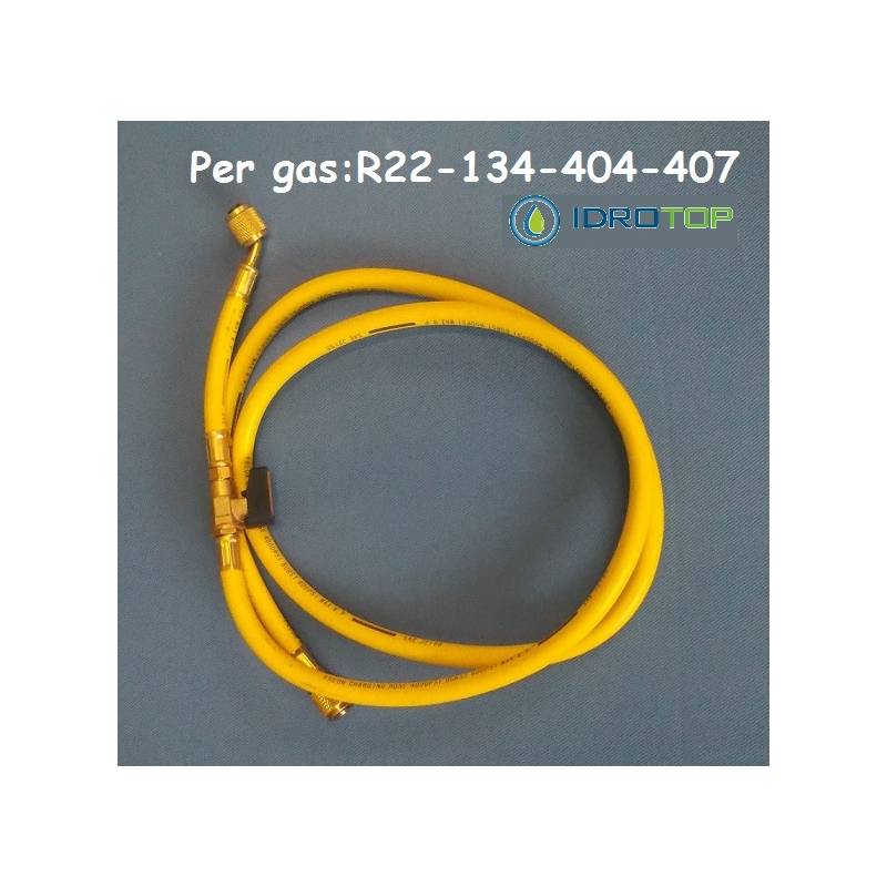 Frusta Flessibile colore Giallo con Valvola Intermedia Gas R22-134-404-407