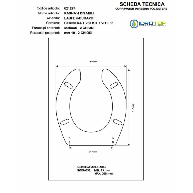 Copriwater PASHA-H9199.1 Bianco Cerniera Rallentata Soft Close Cromo-Duravit