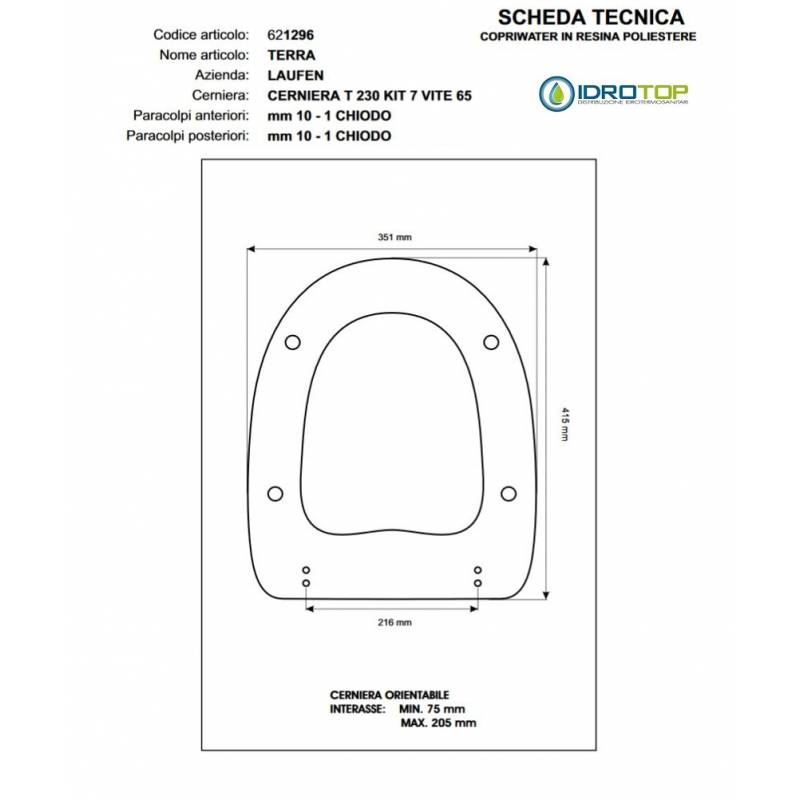 Copriwater TERRA Bianco Cerniera Rallentata Soft Close Cromo-Duravit