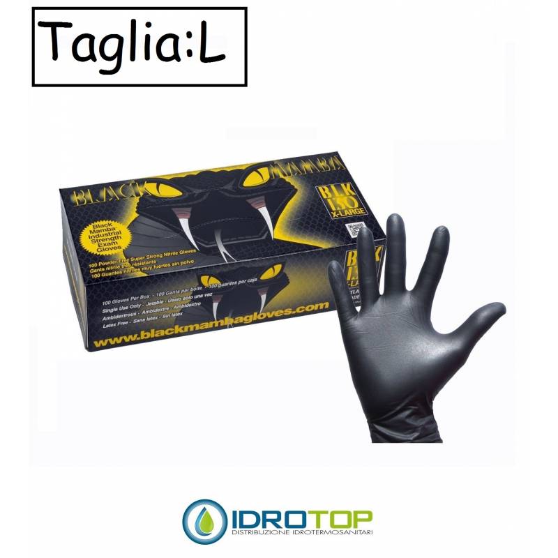 Black Mamba Guanti Nitrile Alta Resistenza Tg.L 100pz.-Idrotop
