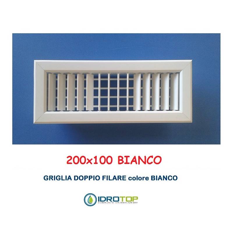 Bocchette Griglie 200X100mm BIANCA con Alette orientabili Doppio Filare