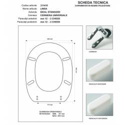 Copriwater Ideal Standard  LINDA FONDALE  Cerniera Rallentata Soft Close Cromo-Sedile-Asse Wc