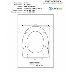 Copriwater Ideal Standard  ALA SOSP. CASTORO  Cerniera Rallentata Soft Close Cromo-Sedile-Asse Wc