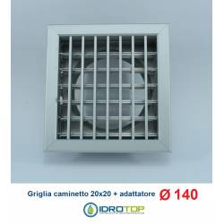 Bocchetta Aria 20x20 cm Griglia regolabile ALLUMINIO con Adattatore D.140