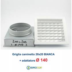 Bocchetta Aria cm20x20 regolabile Bianca con Adattatore D.140 per Caminetti