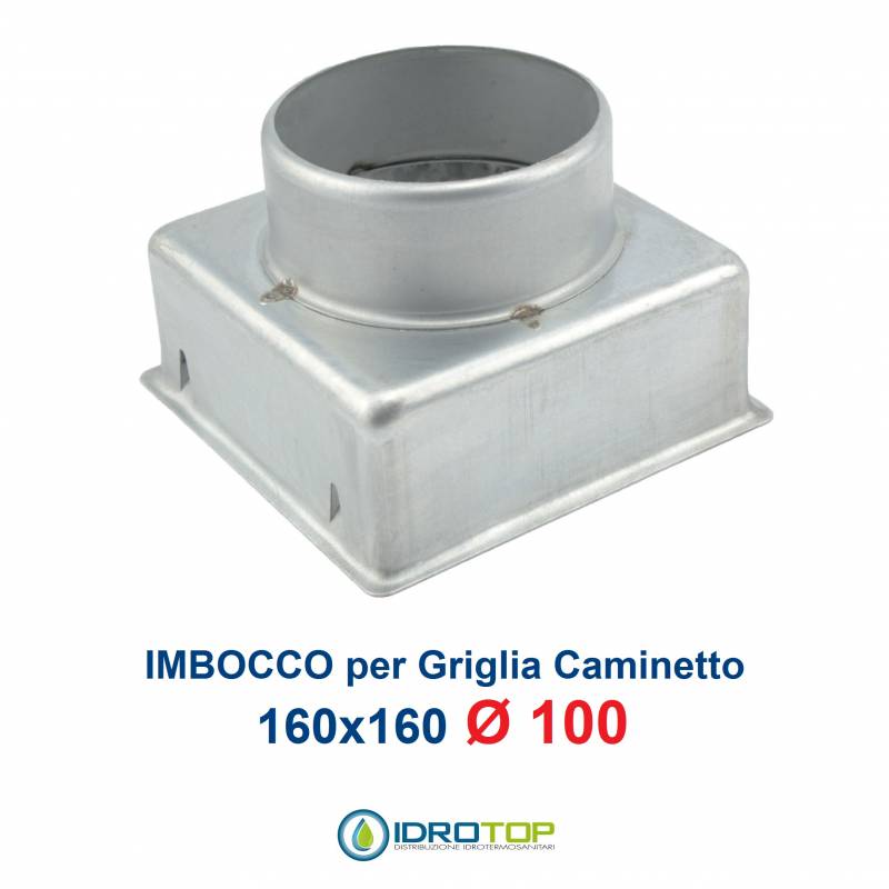 Imbocco Adattatore 16x16 diametro 100mm per Griglia Caminetto
