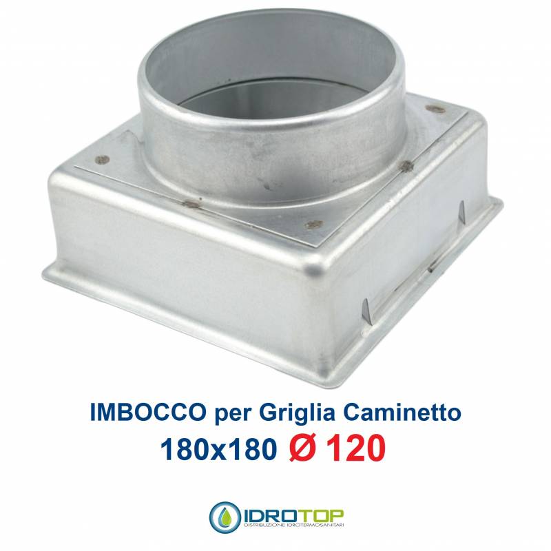 Imbocco Adattatore 18x18 diametro 120mm Raccordo per Griglia Caminetto