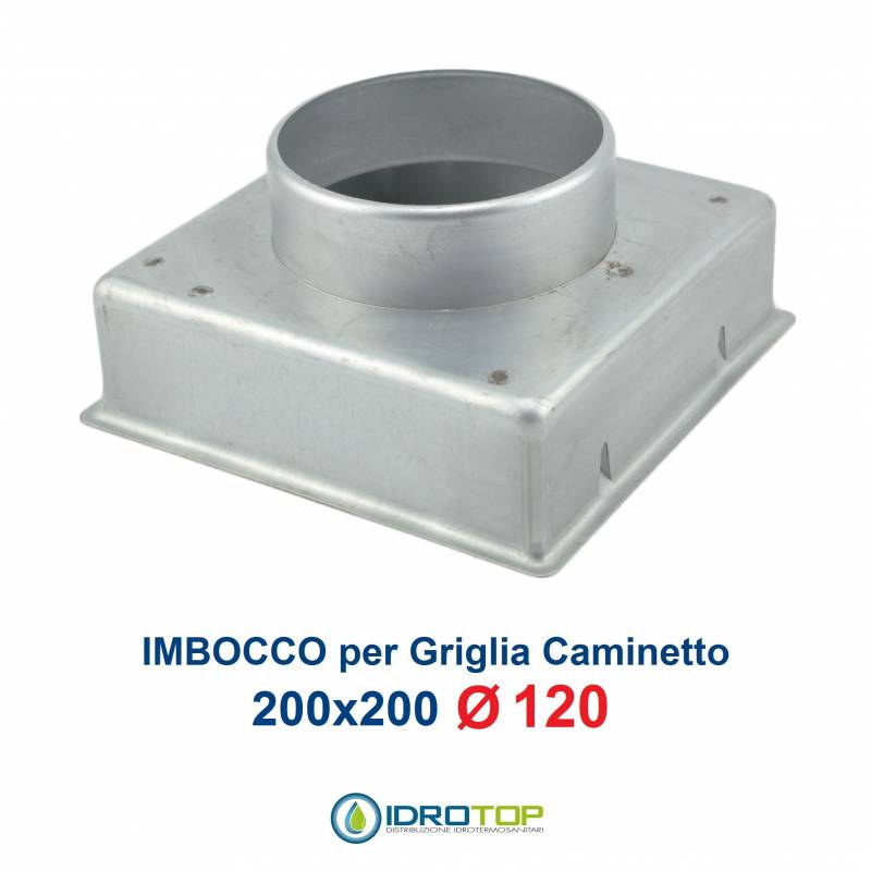 Imbocco per Griglia 20x20 diametro 120mm Raccordo Adattatore per Bocchetta Caminetto