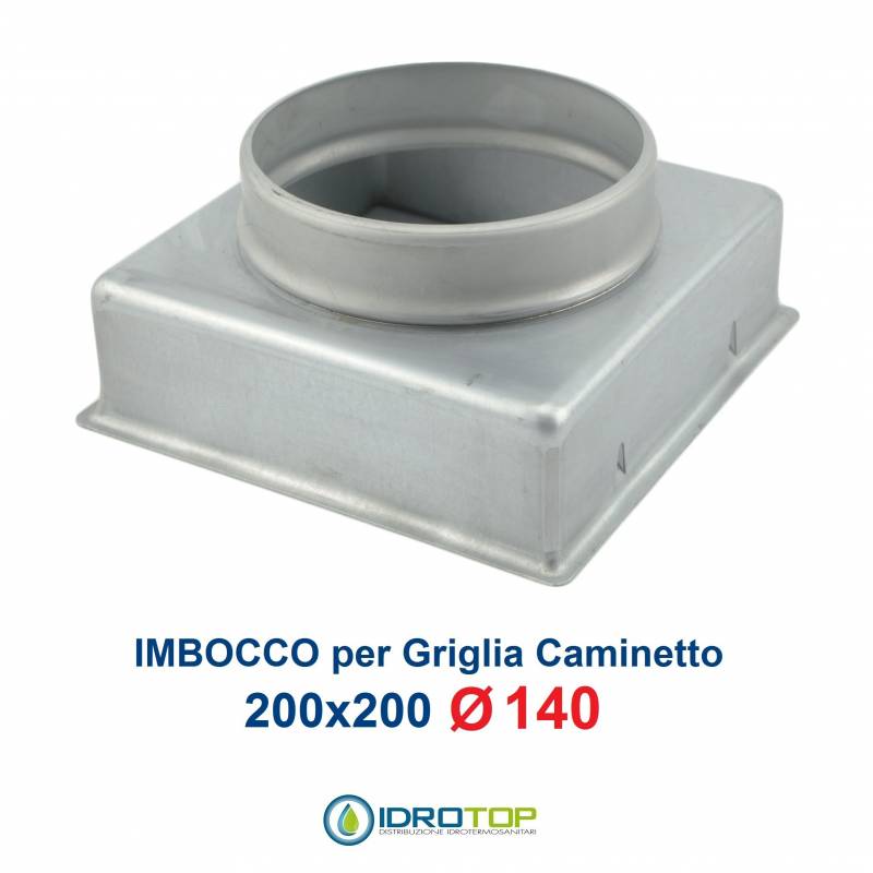 Imbocco per Griglia 20x20 diametro 140mm Raccordo Adattatore per Bocchetta Caminetto