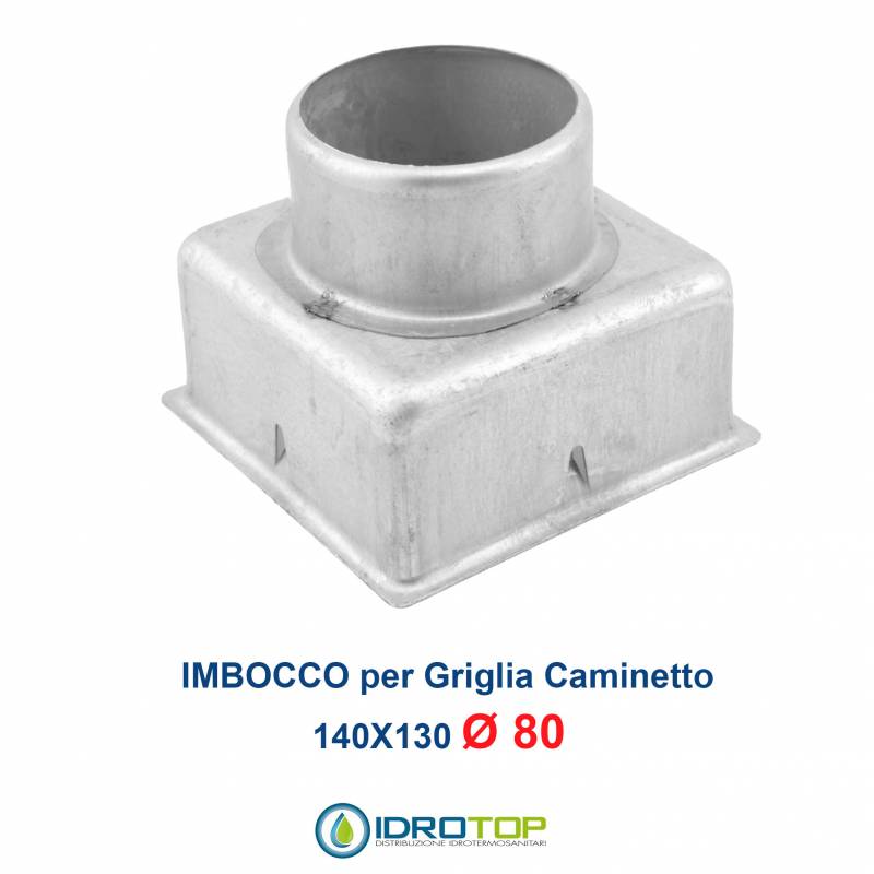 Imbocco per Griglia 14x13 diametro 80mm Raccordo Adattatore per Bocchetta Caminetto