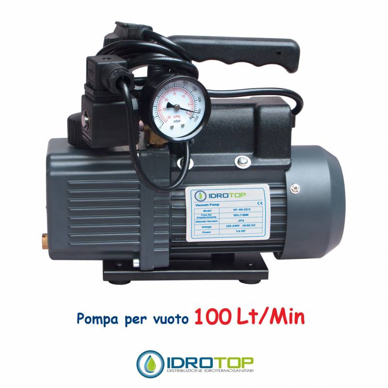 Pompa Vuoto Monostadio 100 lt. con Vacuometro e Elettrovalvola. Idrotop