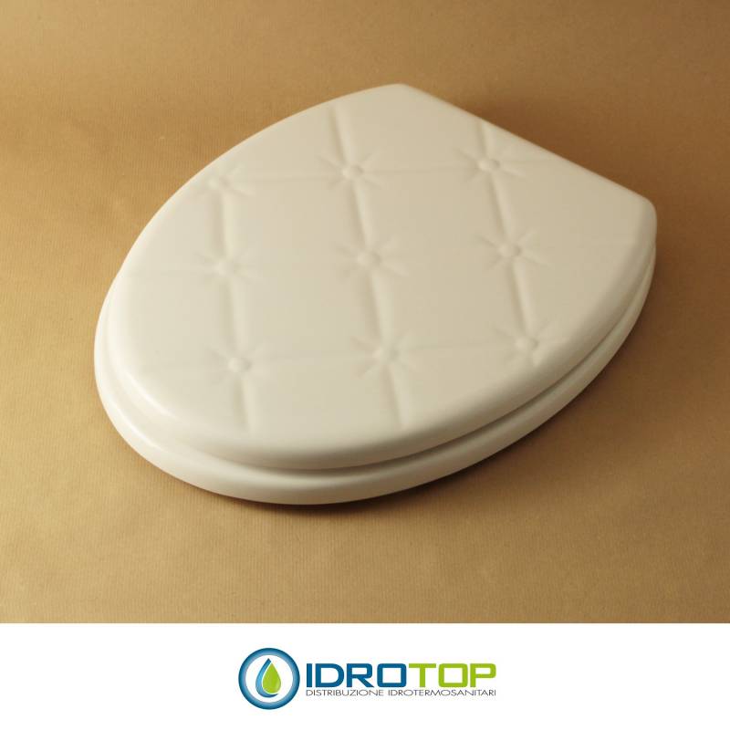 Copriwater Pouff a Rilievo Sedile Universale BIANCO Decorato con Immagine