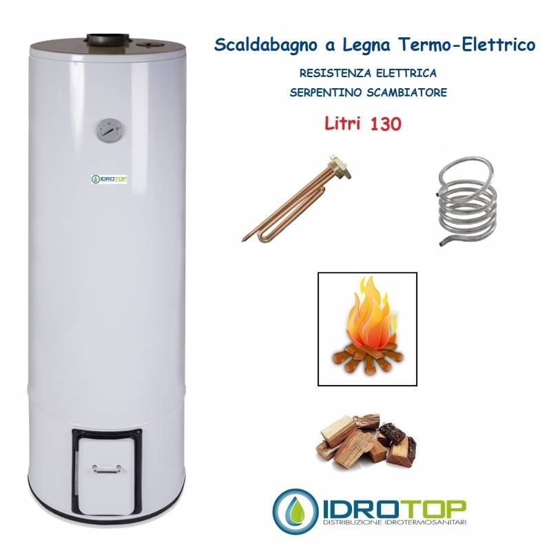 Scaldabagno a Legna Termo Elettrico LT 130 Scaldacqua Coibentato in Lana Vetro 