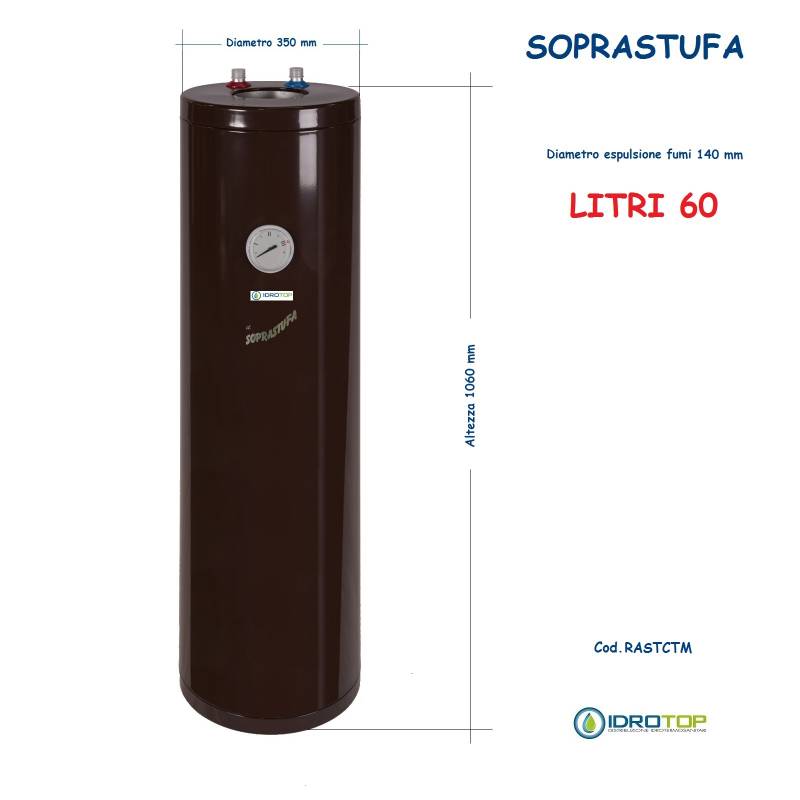 Scalda Acqua Il Soprastufa H1060 Marrone 60Lt. Fumi d.140-Acqua Calda Gratis