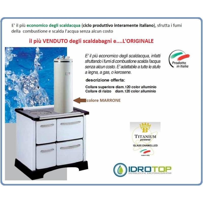 KIT SOPRASTUFA  50lt marrone  SCALDA L'ACQUA UTILIZZANDO I FUMI DELLA STUFA