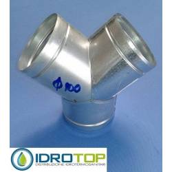Raccordo a Y diam.100 mm.Distributore per Aria Calda, Fredda e Ventilazione