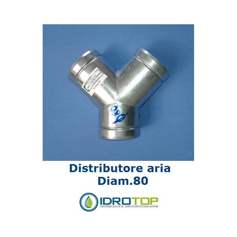 Raccordo a Y diam. 80 mm.Distributore per Aria Calda, Fredda e Ventilazione