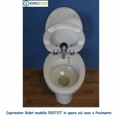 Toilet-seat cover with bidet seat 520 provided with toilet pot made of ceramic on the floor - perfect compatibility